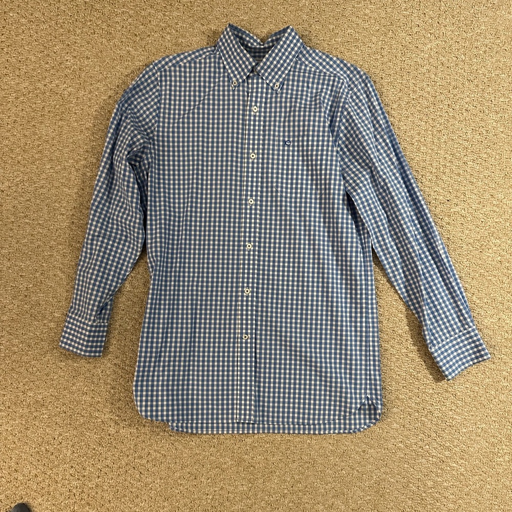 Southern Tide Blue Gingham Oxford Size Small